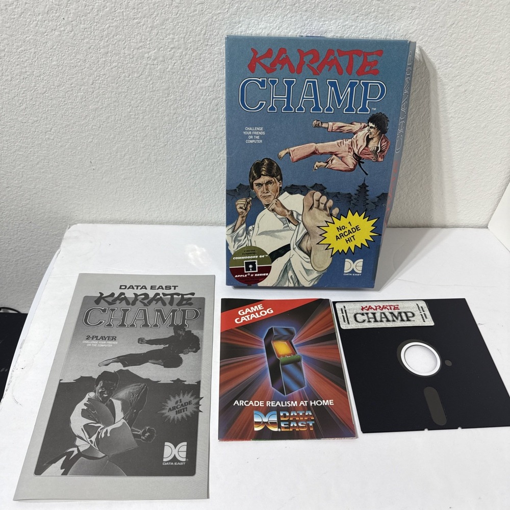1985 KARATE CHAMP C64/128 Data East Apple Series Box Floppy Disk Inserts Vintage